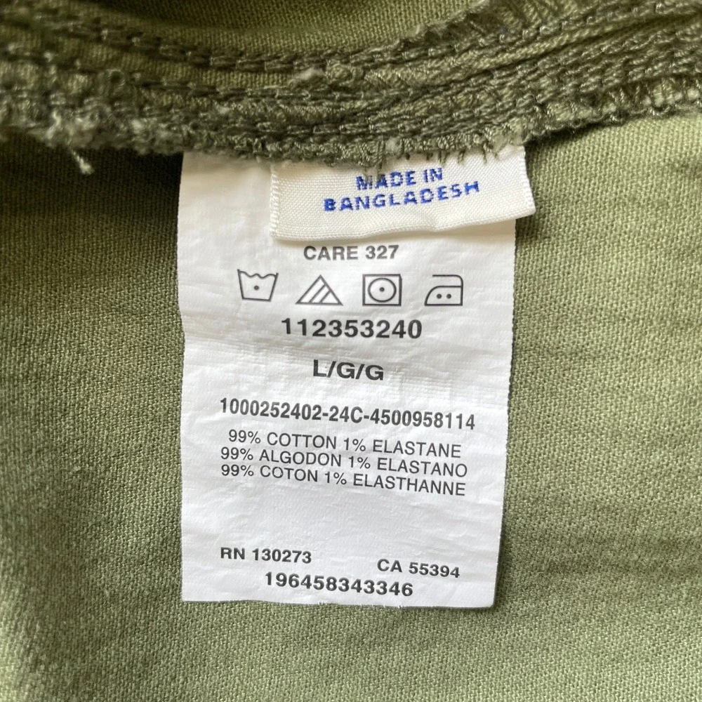 Lee Workwear Shirt Dress Womens L Olive Green Short‎ Sleeve Button Front Pockets